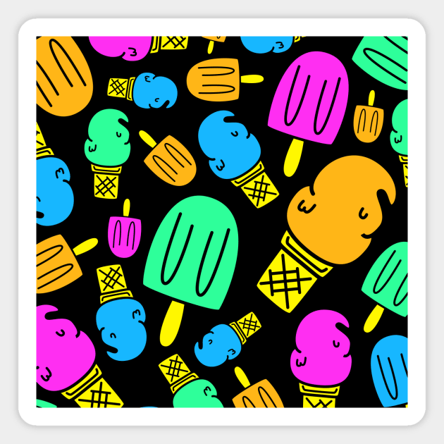 Neon Dessert - Ice Cream Cones and Popsicles Magnet by sadsquatch